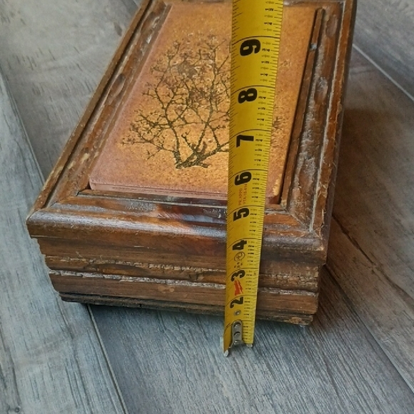 Vintage Wooden Jewelry Box with Tree Design Treasure Box - Picture 8 of 12